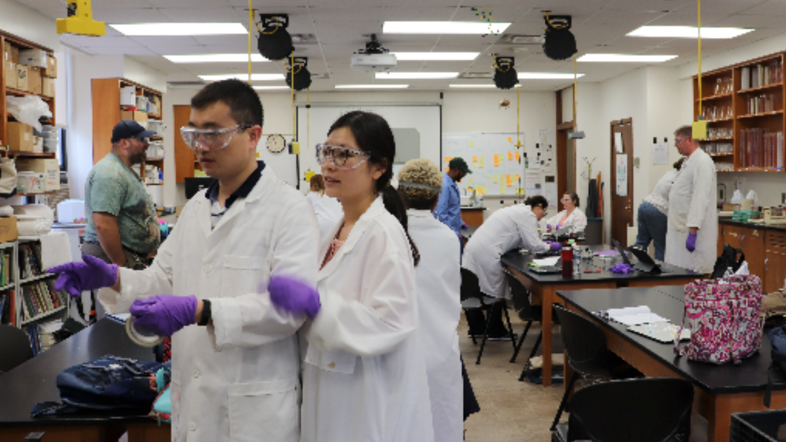 Photo of CREATE researchers in science classroom on MSU campus